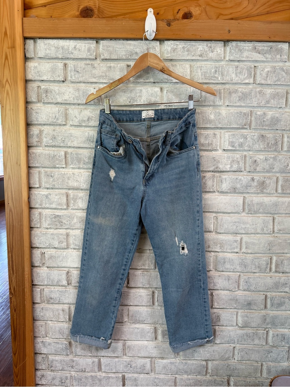Cotton On Medium Blue Distressed Ankle Jeans